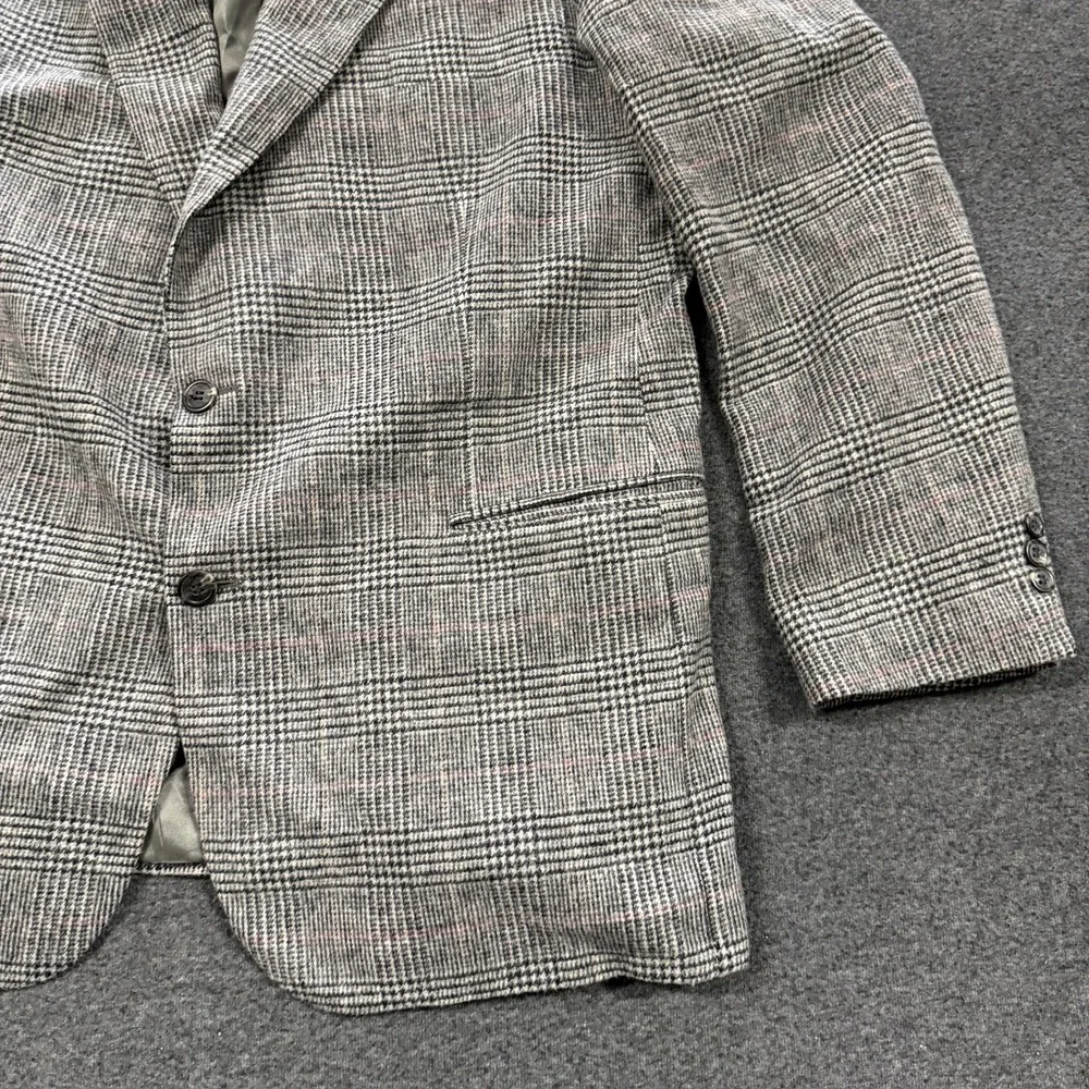Vintage Brooks Brothers Blazer Mens 44 Gray Good Glen Plaid 2-Button Sport Coat